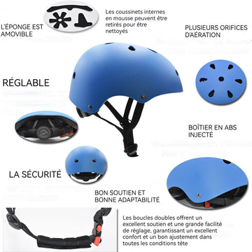 asque de vélo 50-54cm cycles casque d'équitation equipement pilote réglable léger casque léger homme et femme casque de velo bleu